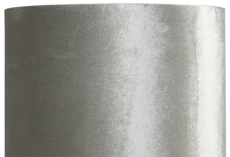 Lampada da terra moderna nera con paralume in velluto grigio - Rich