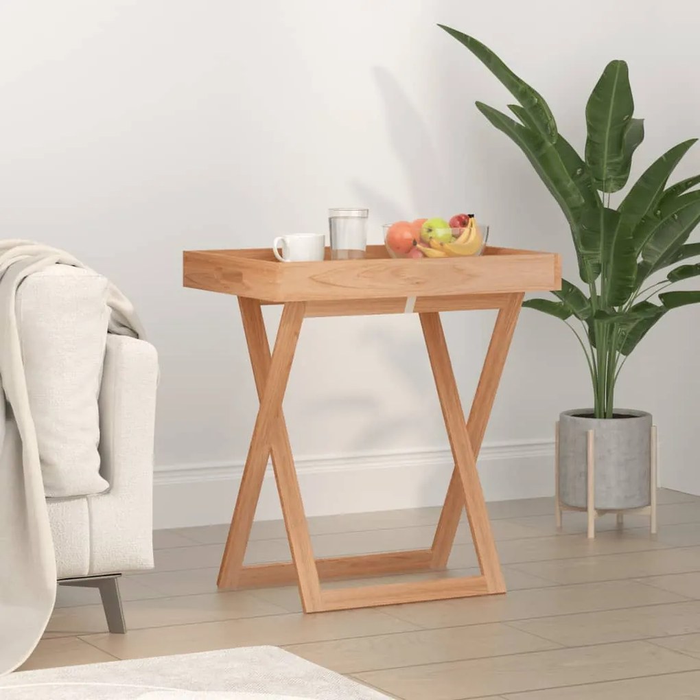 Tavolo A Vassoio Pieghevole 52x36x56,5cm Legno Massello Di Noce /