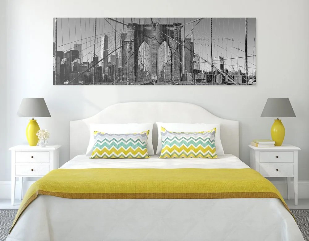 Stampa su tela – Ponte di Manhattan a New York in bianco e nero