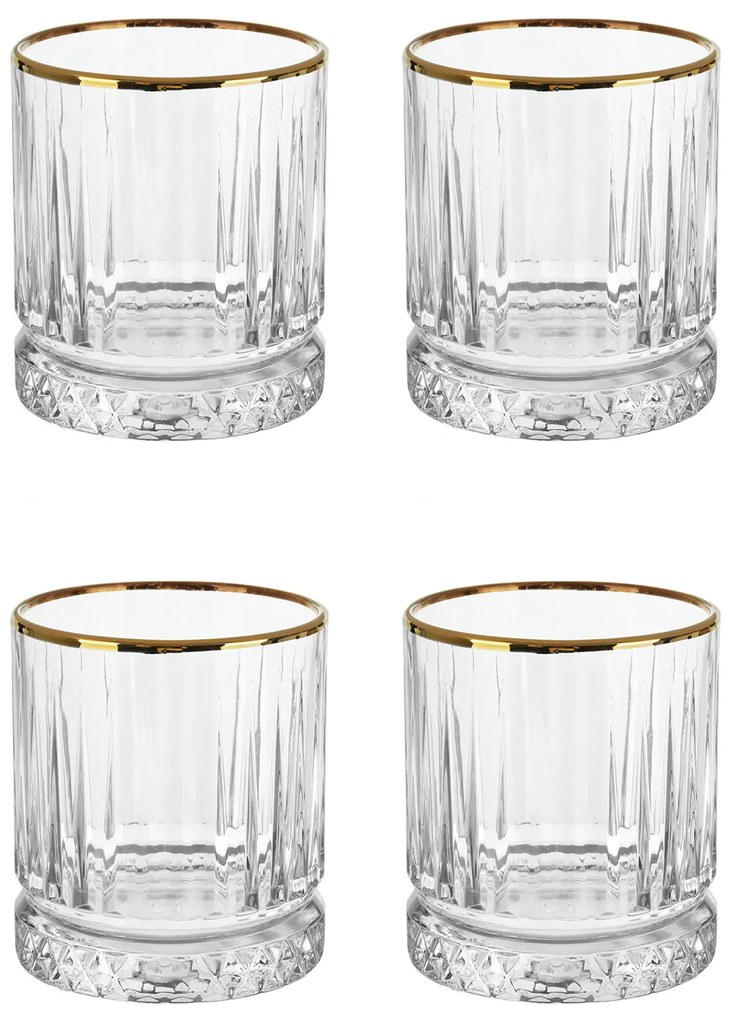 Set 4 bicchieri cocktail bordo oro Elysia Golden Touch Pasabahce