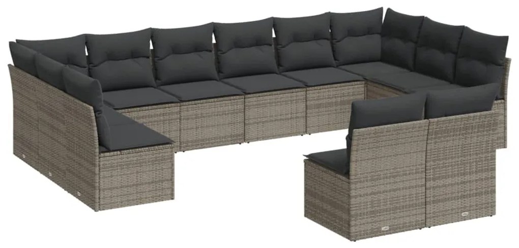 Set Divani da Giardino 12 pz con Cuscini Grigio in Polyrattan