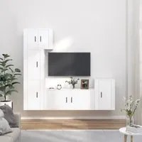 Set di Mobili Porta TV 5 pz Bianco Lucido in Legno Multistrato 3188632