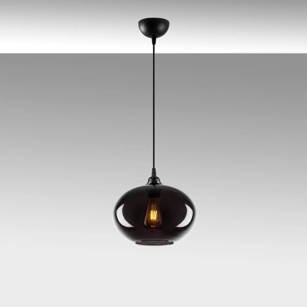 Lampadario nero con paralume in vetro ø 27 cm Smoked – Opviq lights