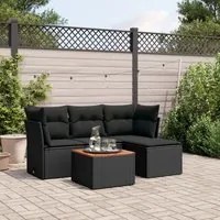 Set Divani da Giardino 5 pz con Cuscini in Polyrattan Nero 3223605