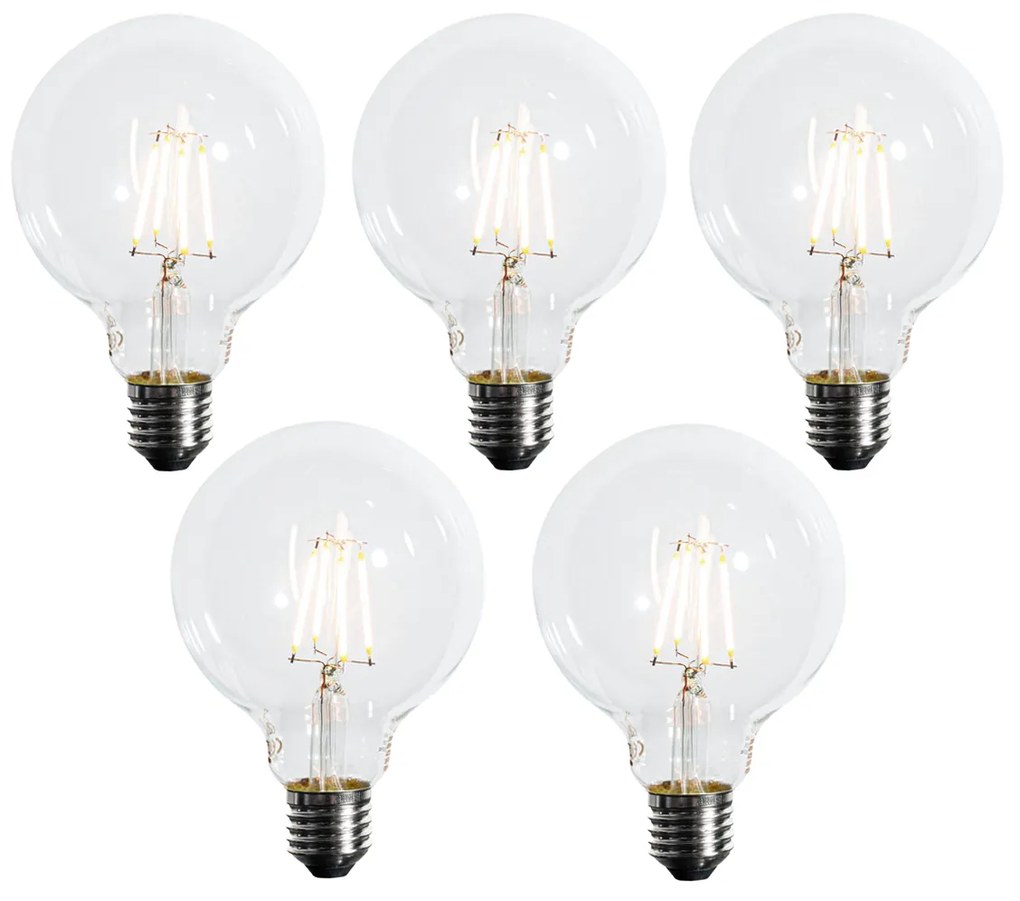 Set di 5 lampadine LED E27 dimmerabili a 3 fasi G95 4W 450 lm 2700K