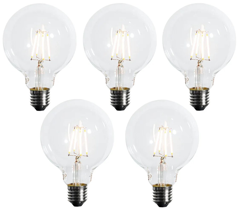 Set di 5 lampadine LED E27 dimmerabili a 3 livelli G95 4W 450 lm 2700K