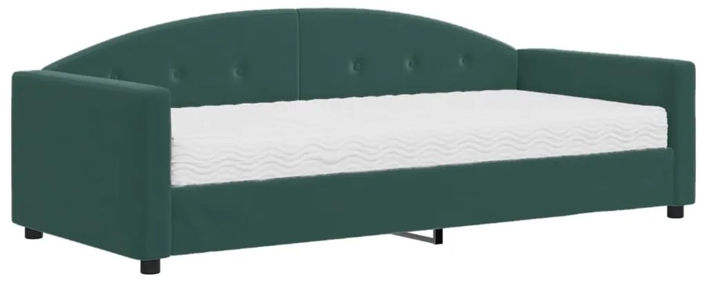 Divano letto con materasso verde scuro 90x200 cm in velluto