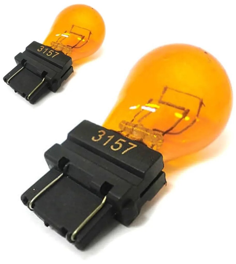 2 PZ Lampada Alogena 3157 Amber T25 PY27/7W 12V 27/7W W2.5x16q Doppio Filamento Arancio