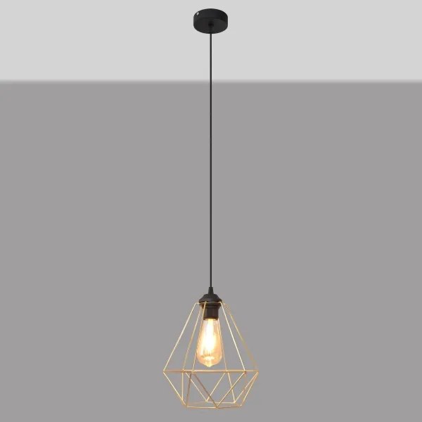 Lampadario a sospensione con filo KARO 1xE27/15W/230V oro/nero