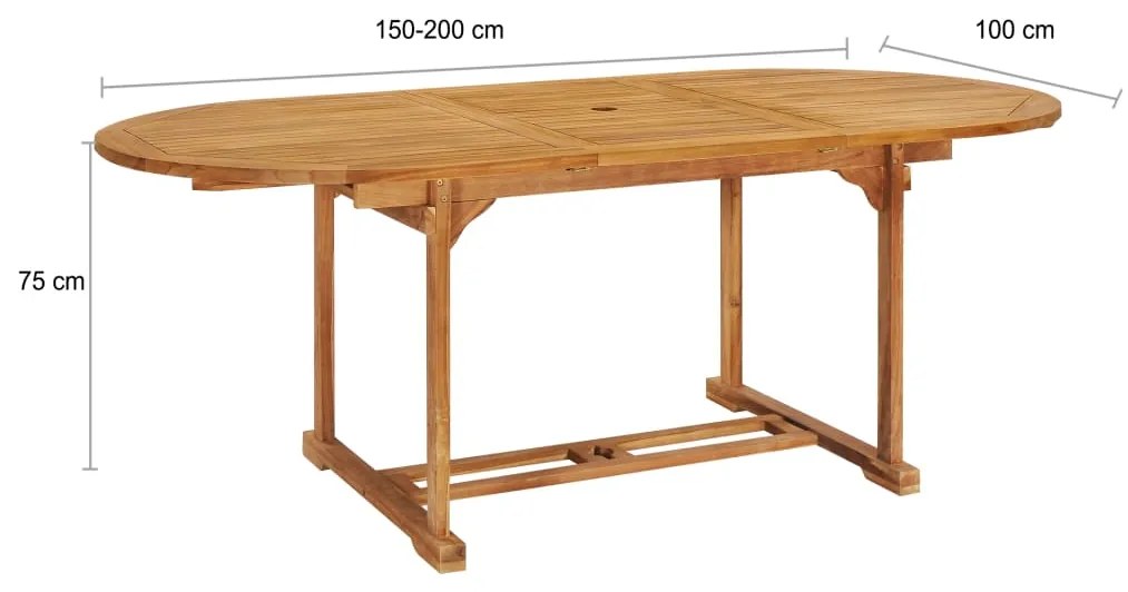 Set da Pranzo da Giardino 7 pz in Legno Massello di Teak