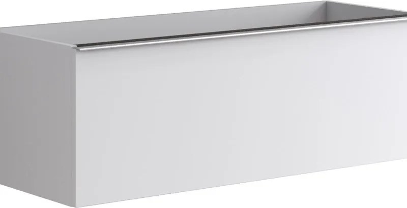 Mobile da bagno sospeso sotto lavabo Pixel plain 2 cassetti L 120 x H 40 x P 45.5 cm bianco laccato opaco, con maniglia alluminio brillante