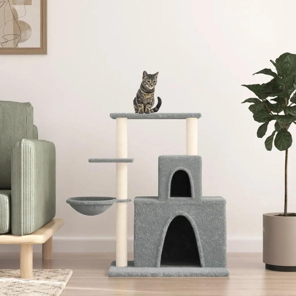 Albero Per Gatti Con Tiragraffi İn Sisal Grigio Chiaro 83 Cm /