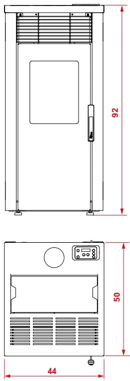 Royal Donna Air 80 Us Stufa A Pellet Ad Aria Con Uscita Fumi Superiore 8 Kw Serbatoio 11kg 44x50x92 Cm In Acciaio Nero