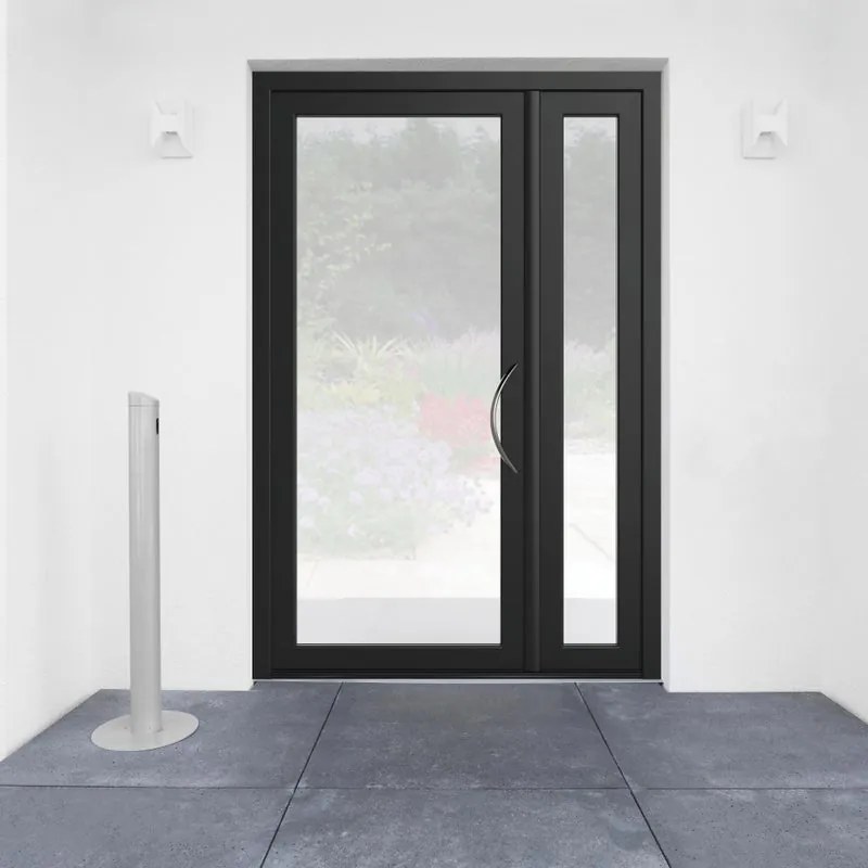 Portoncino d'ingresso Condo8 con vetro L 90 x H 210 cm in alluminio nero, apertura spingere a sinistra