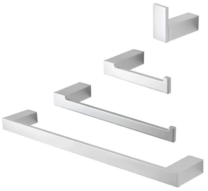 Set accessori bagno da muro 4 pezzi in alluminio argento Sky