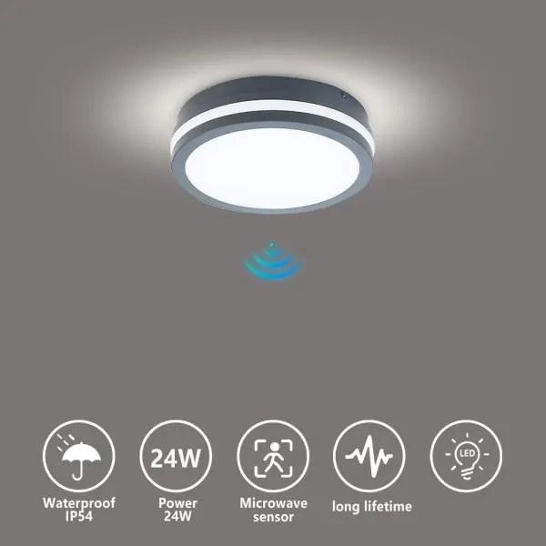 Brilagi - Lampada LED da esterno con sensore BENE LED/18W/230V Ø 22 cm IP54