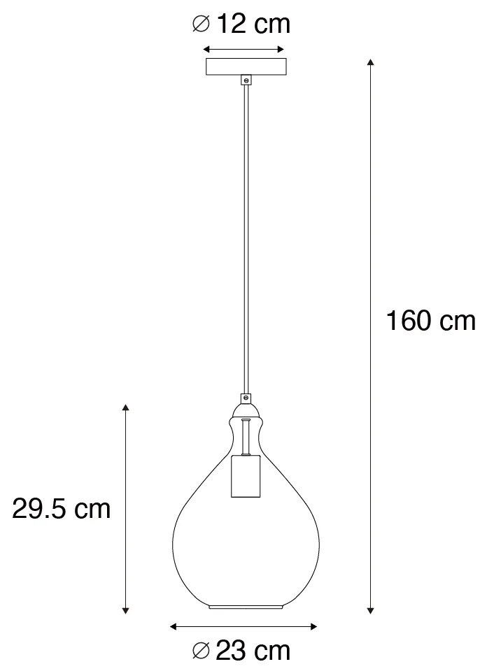 Lampada a sospensione moderna oro con vetro ambrato - Traditional
