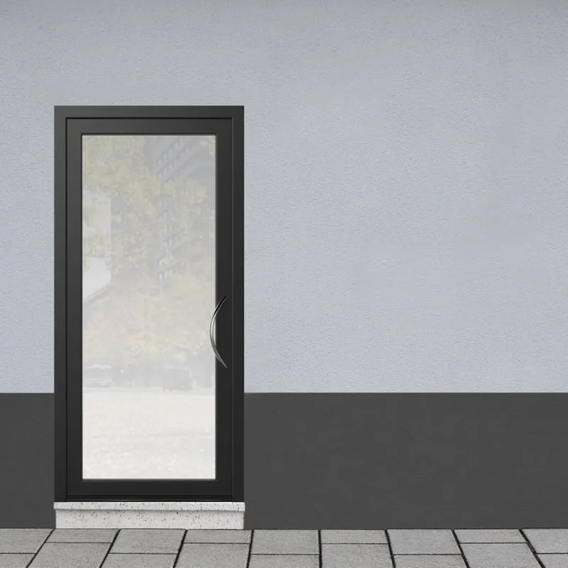 Portoncino d'ingresso Condo4 con vetro L 90 x H 210 cm in alluminio nero, apertura spingere a sinistra