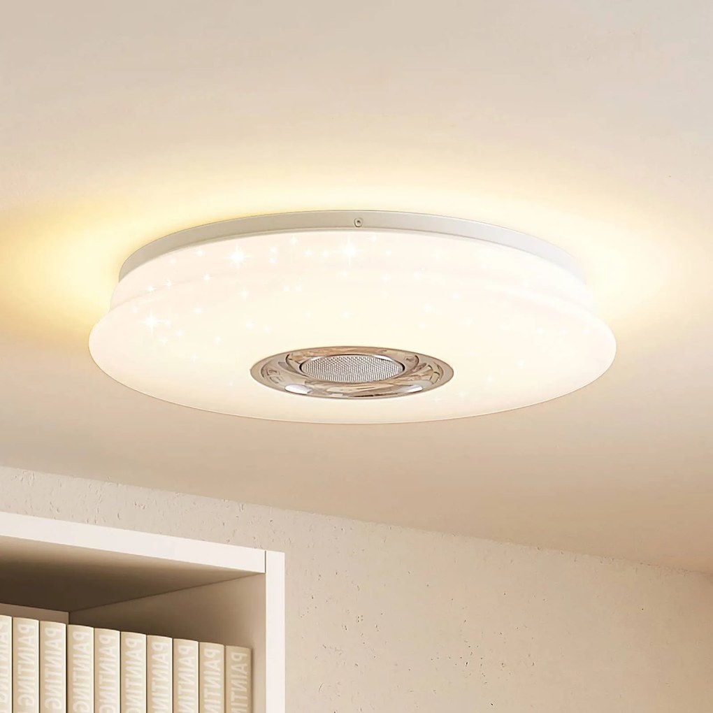 Plafoniera a LED Elpida Lindby, dimmerabile, Bianco / Opale, Soggiorno / Sala da pranzo, Plastica, Moderno, Plafoniera LED