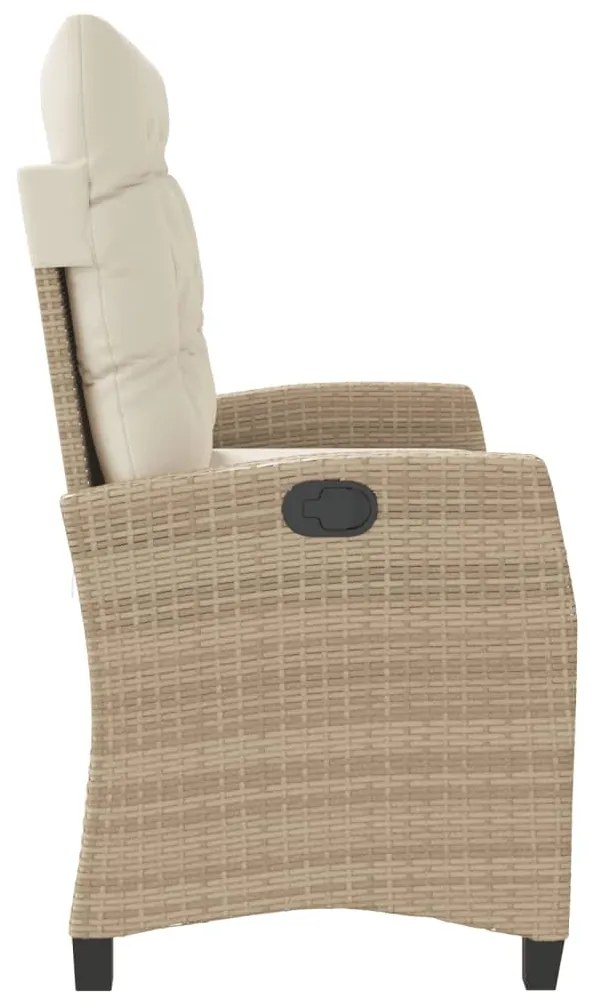 Panca reclinabile da giardino con cuscini beige in polyrattan