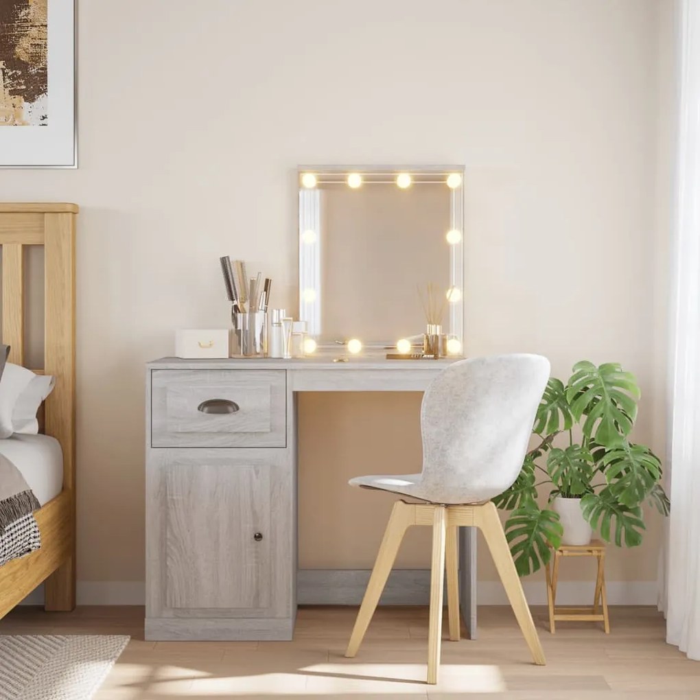 Toeletta con luci led grigio sonoma 90x42x132,5 cm
