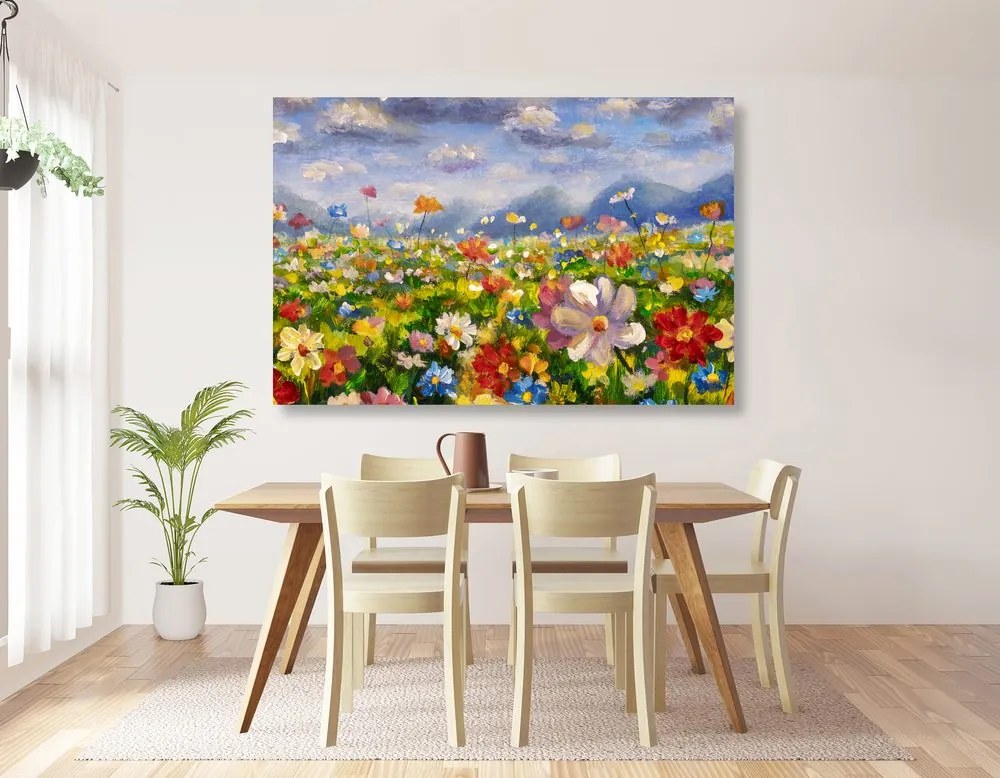 Stampa su tela – Pittura a olio di fiori selvatici