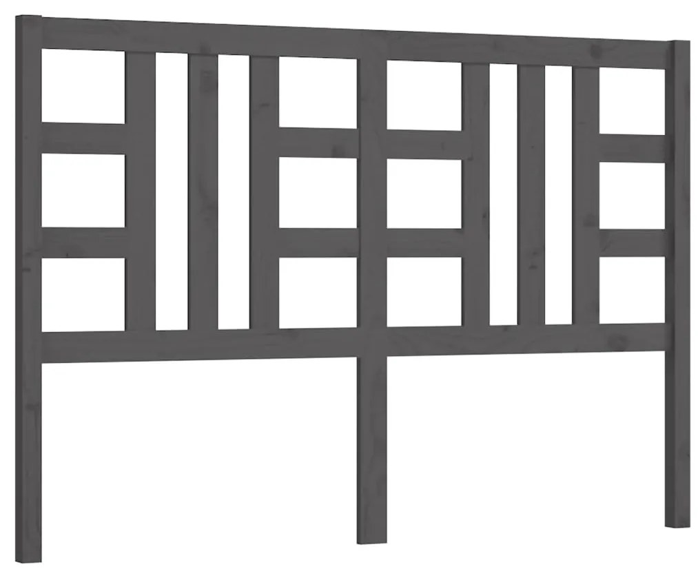 Testiera per letto grigia 141x4x100cm in legno massello di pino
