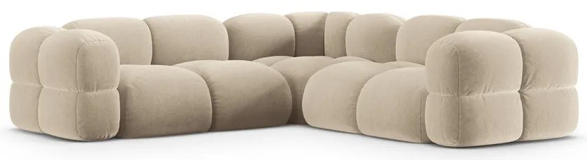Divano angolare beige con rivestimento in velluto Loretto – Cosmopolitan Design