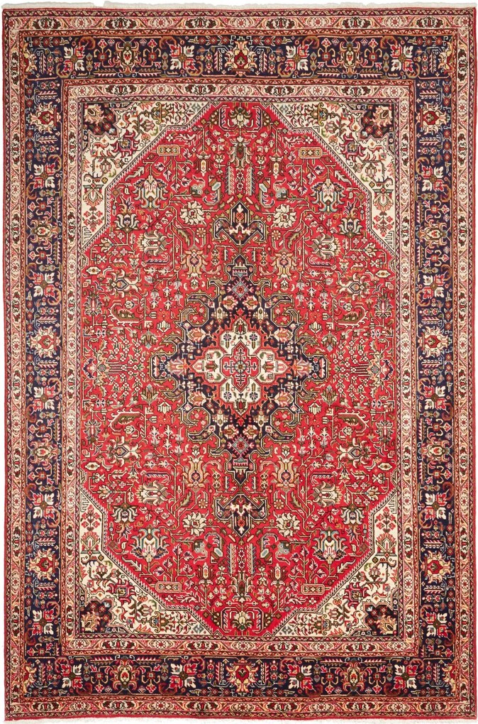 Tabriz Tappeto 200x300 Blu (Iran) Annodato A Mano