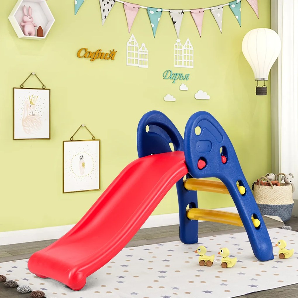 Costway Scivolo pieghevole per bambini 3-8 anni da interno ed esterno blu scuro rosso e giallo