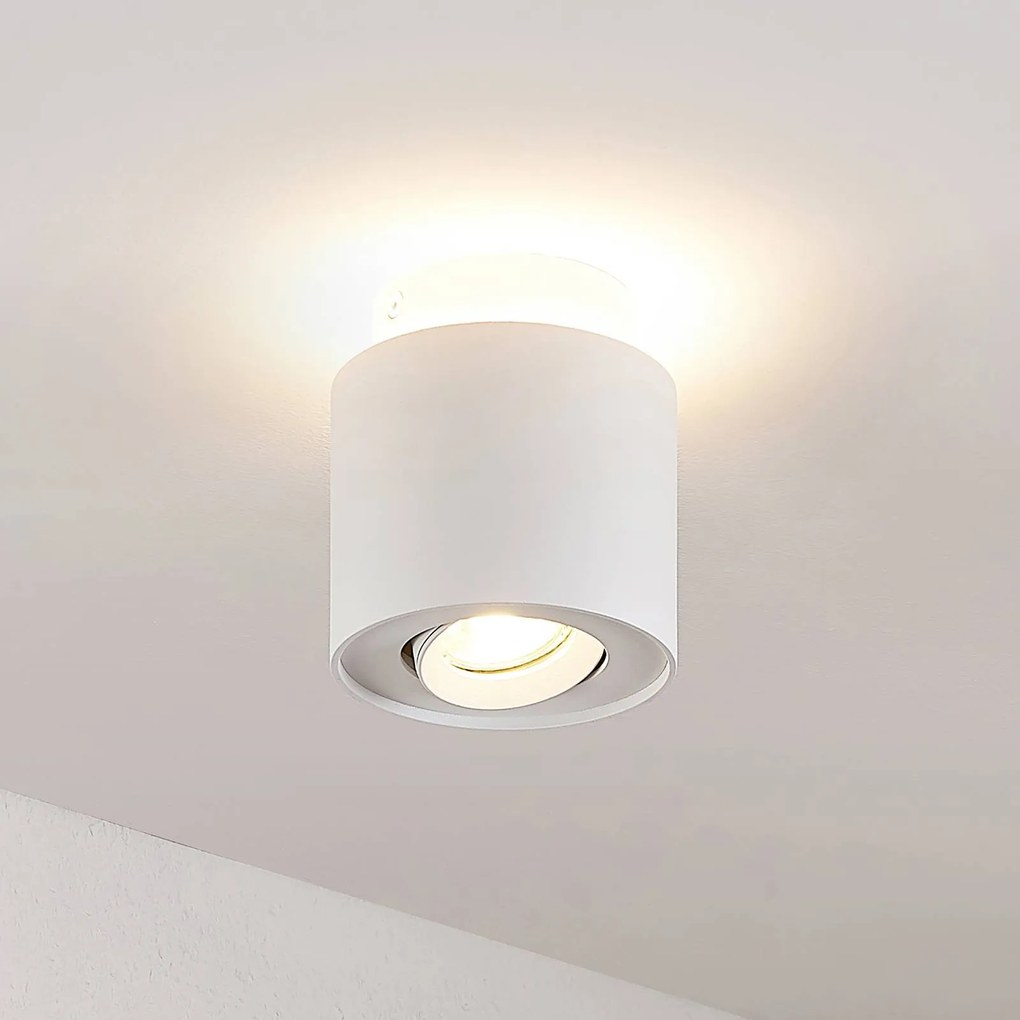 Arcchio plafoniera Walisa, Ø 10 cm, bianco, metallo, GU10 Walisa Arcchio, dimmerabile, Bianco / Opale, Soggiorno / Sala da pranzo, Alluminio, Moderno, Faretto