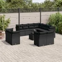 Set Divani da Giardino 12 pz con Cuscini Nero in Polyrattancod mxl 112045