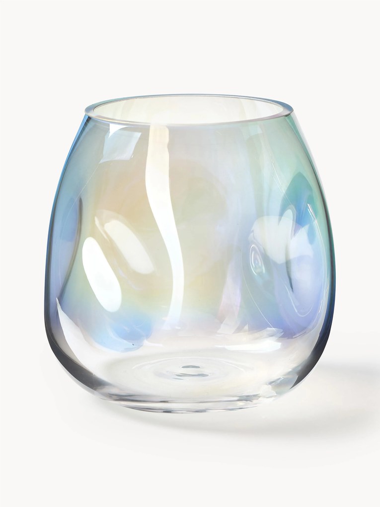 Vaso in vetro soffiato iridescente Rainbow, alt. 17 cm