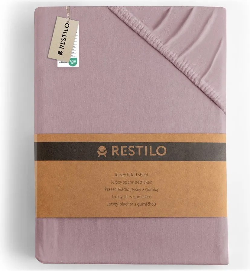 Lenzuolo con angoli rosa polveroso in jersey 90x200 cm Amber – Restilo