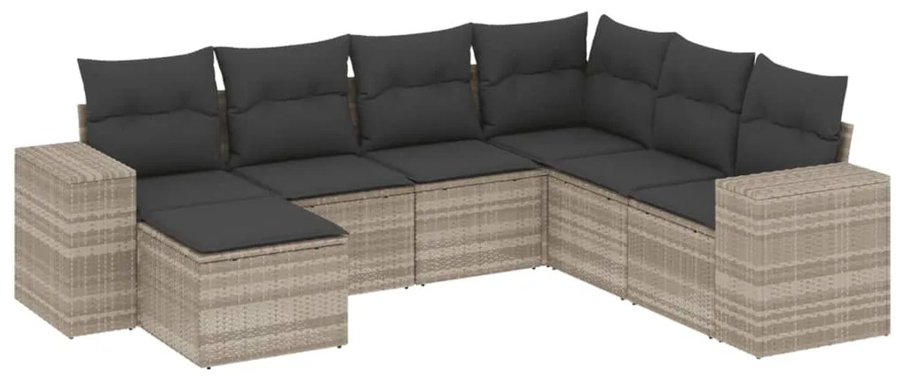 Set divani da giardino 7pz con cuscini grigio chiaro polyrattan