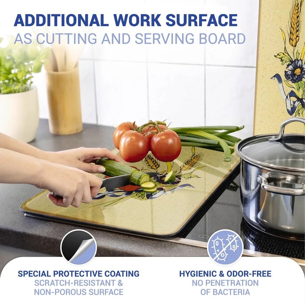 Set di 2 coperchi per stufe in vetro temperato 52x30 cm Corn-Flowers - Maximex