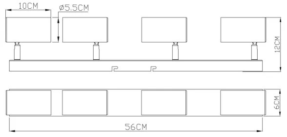Globo 57911-4M - Faretto ROBBY 4xGU10/35W/230V nero/ottone