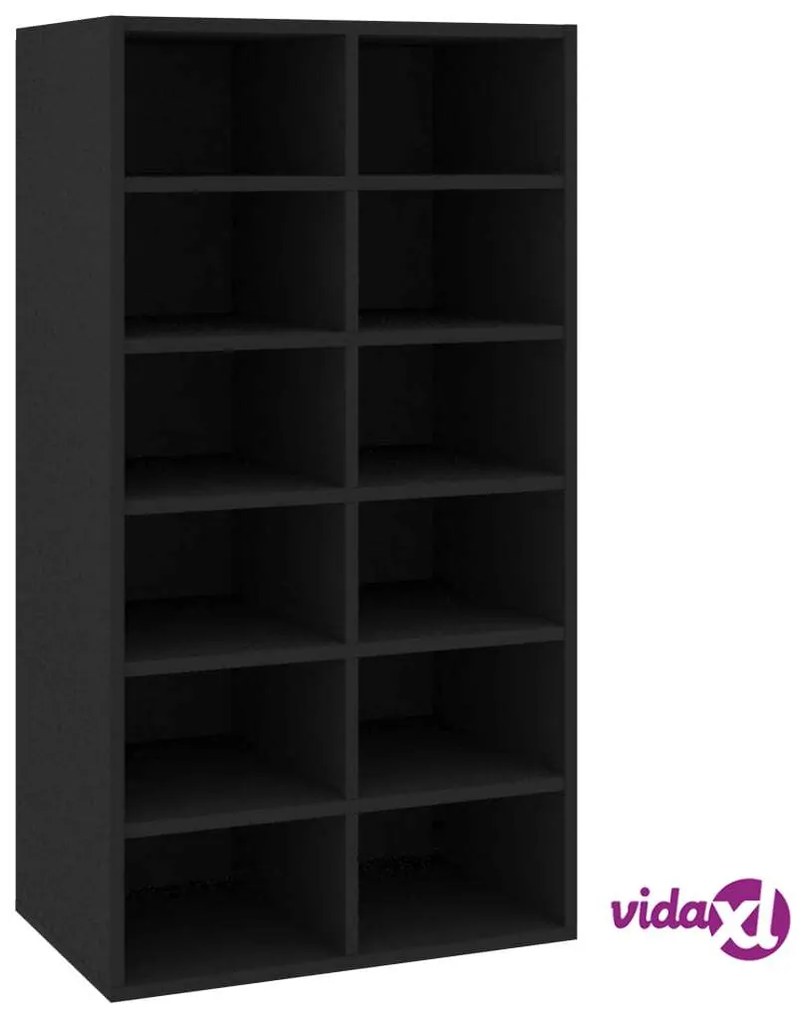 vidaXL Scarpiera Nera 54x34x100,5 cm in Legno Multistrato