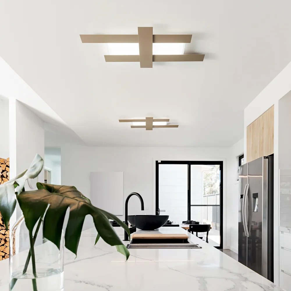 Plafoniera Contemporanea Doha Alluminio Tortora 1 Luce Led 50W