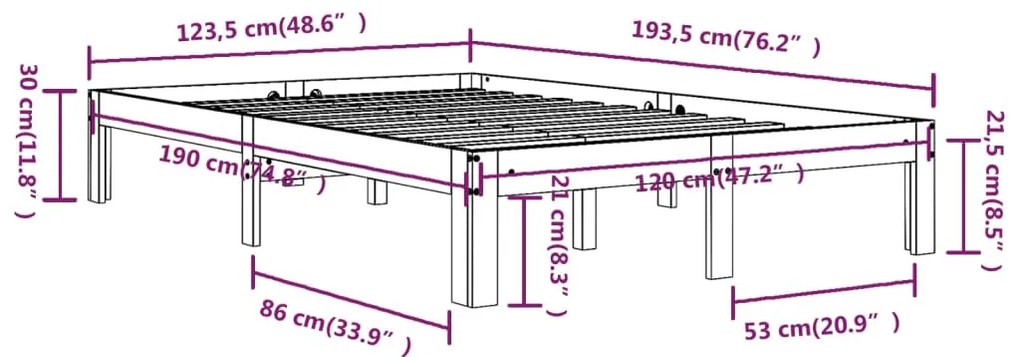 Giroletto in Legno Massello 120x190 cm Small Double