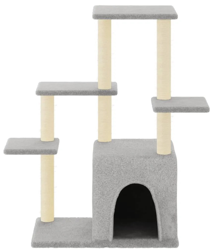 Albero per gatti con tiragraffi in sisal grigio chiaro 97,5 cm