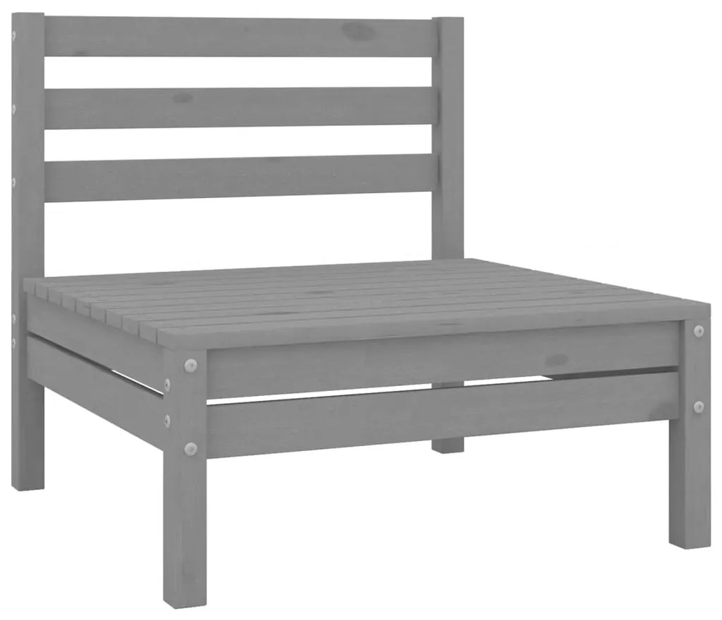 Set salotto da giardino 5 pz in legno massello di pino grigio