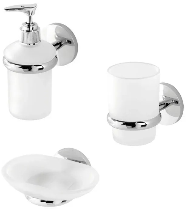 Set accessori a muro 3 pezzi in acciaio cromato e viti incluse Bora