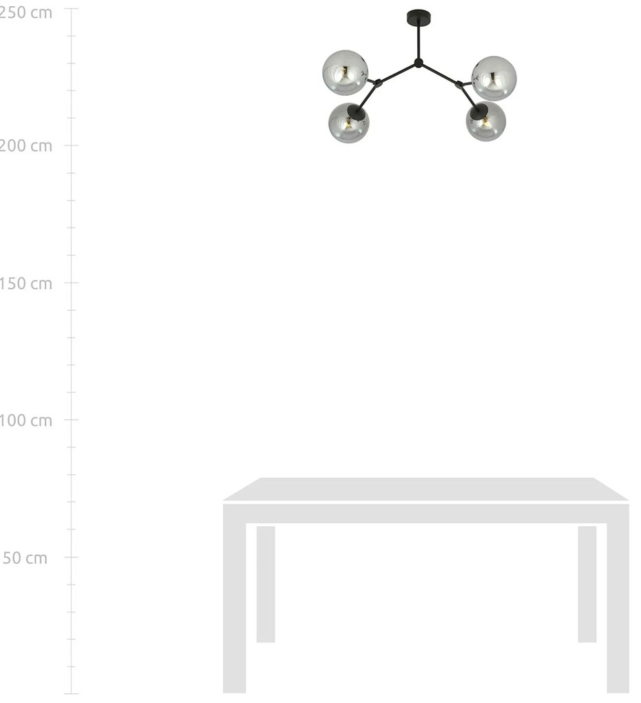 Plafoniera Minimal Iperione Acciaio Nero Grigio 4 Luci E14 Ip20