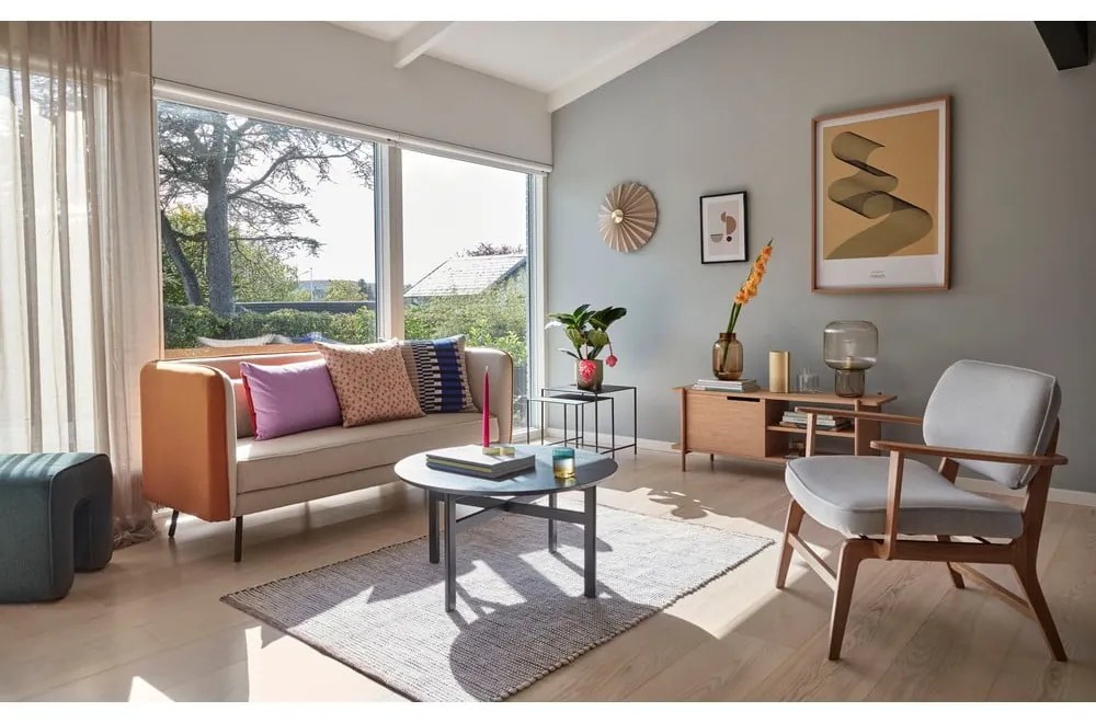 Poltrona grigia con struttura in legno di rovere Haze - Hübsch