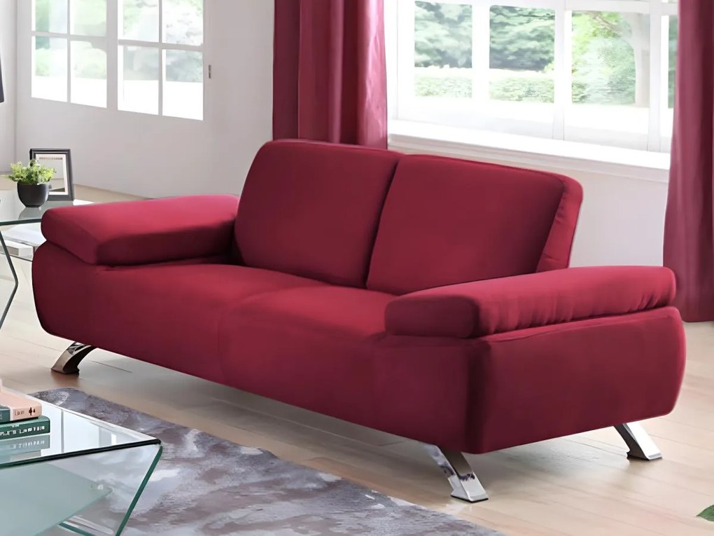 Divano 2 posti in microfibra Rosso - POLKA