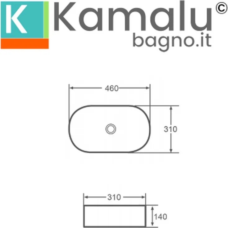 Lavandino bagno da appoggio ovale 46cm | KLY-4600 - KAMALU