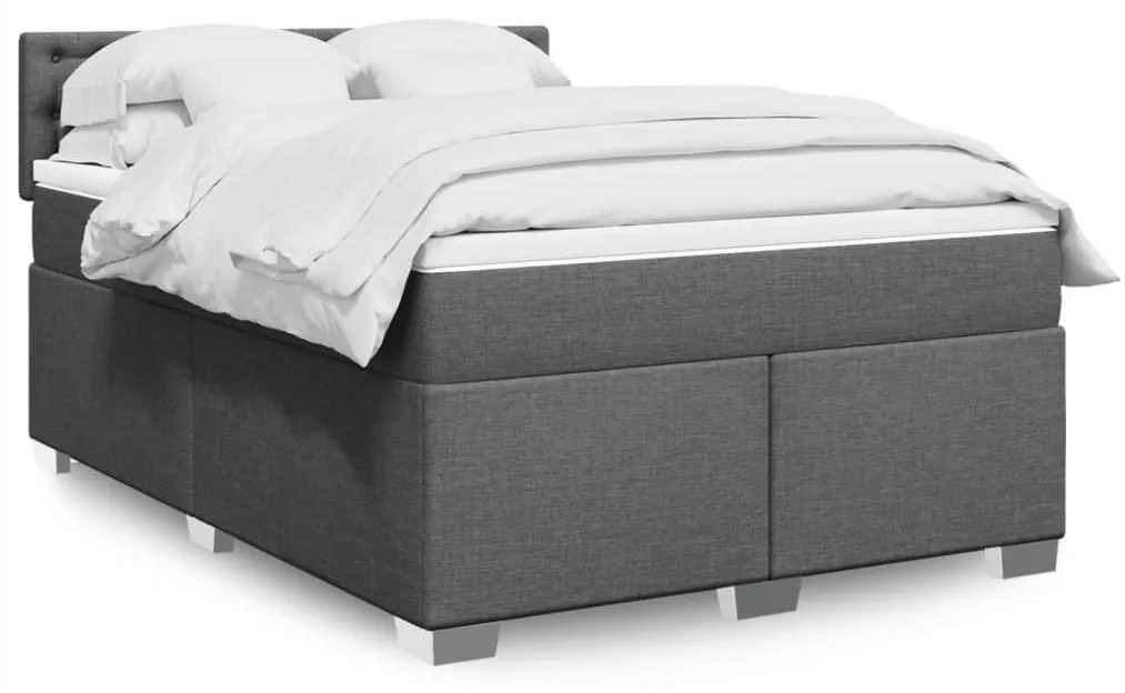Giroletto a molle con materasso grigio scuro 140x200cm tessuto