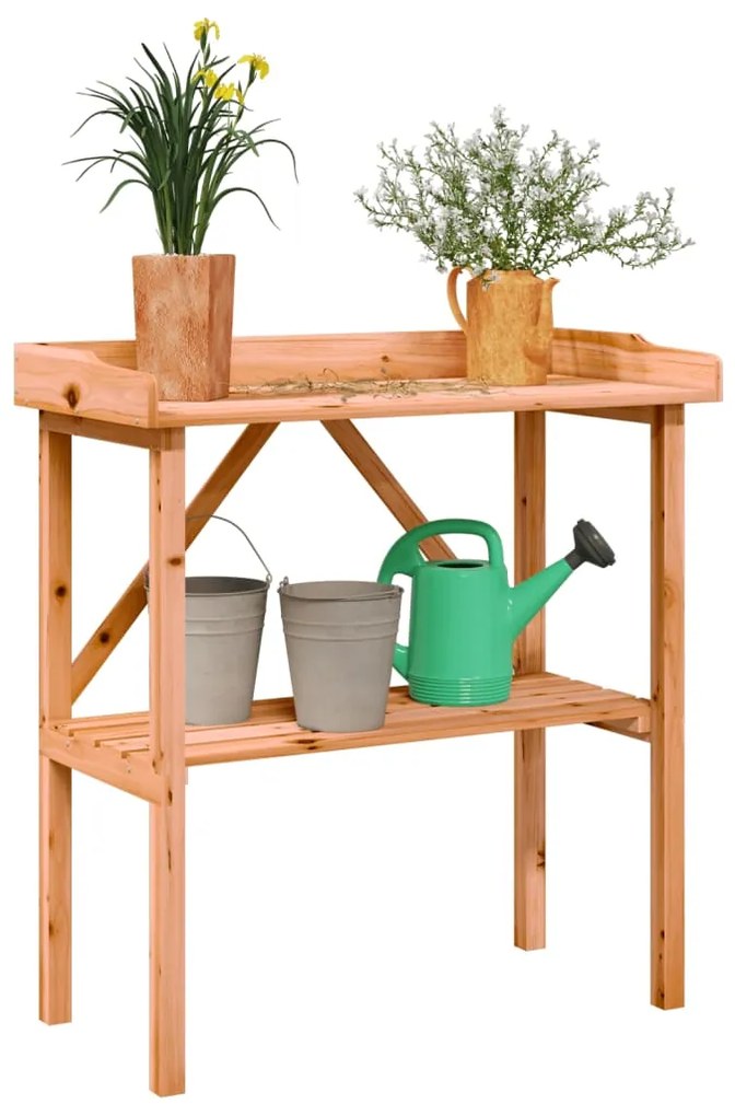 Tavolo Piante Con Ripiano Marrone 78x38x,82,5cm Massello Abete /