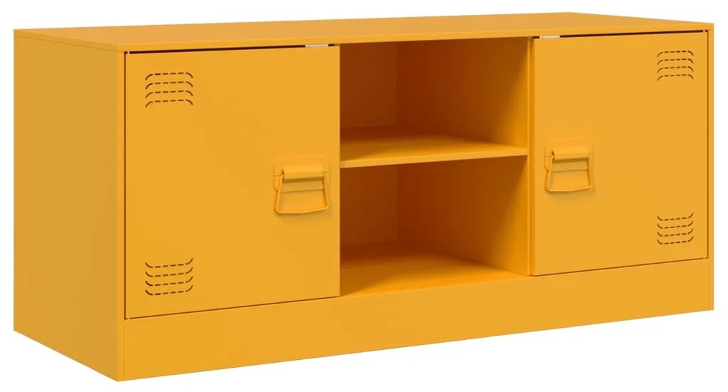 Mobile porta tv giallo senape 99x39x44 cm in acciaio